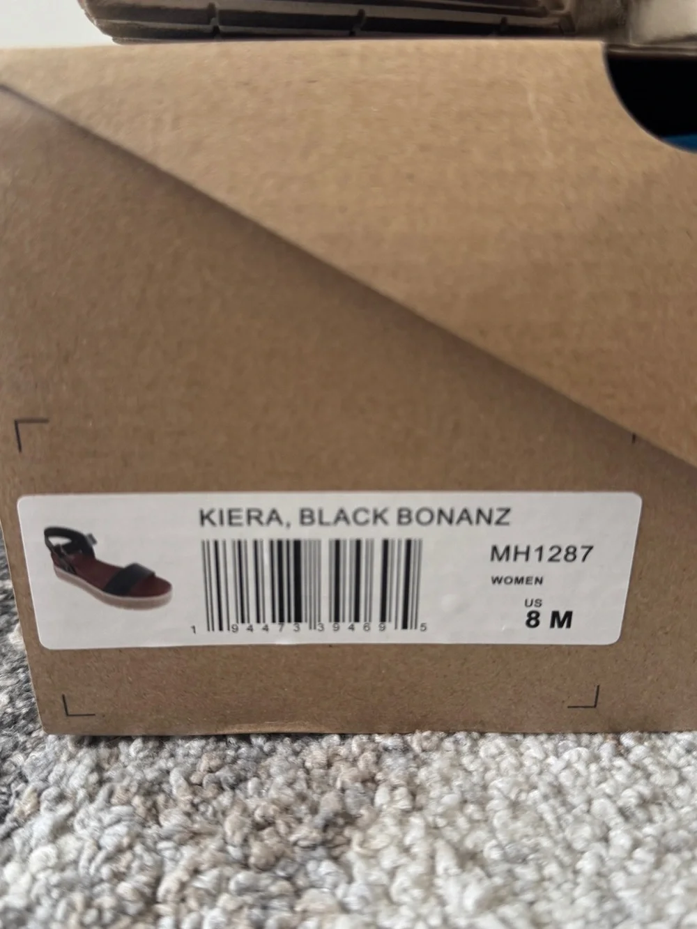 MIA Black Leather Platform Espadrille Sandal with Brown Footbed